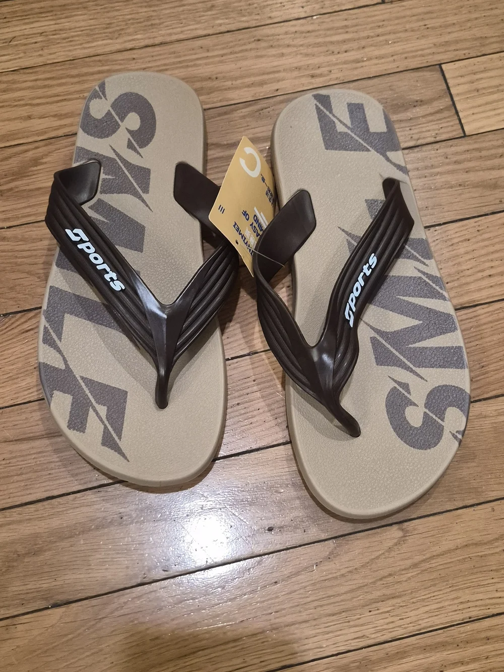 Sports Brown and Beige Men's Flip Flops